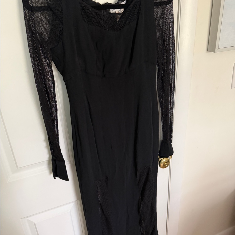 Vintage Karl Lagerfeld Black Long Sleeve Mesh Accent Dress